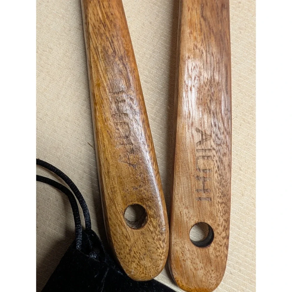 Aiuhi Wood Utensils Spatula & Slotted Spoon Teak Used But Lots Of Life Left